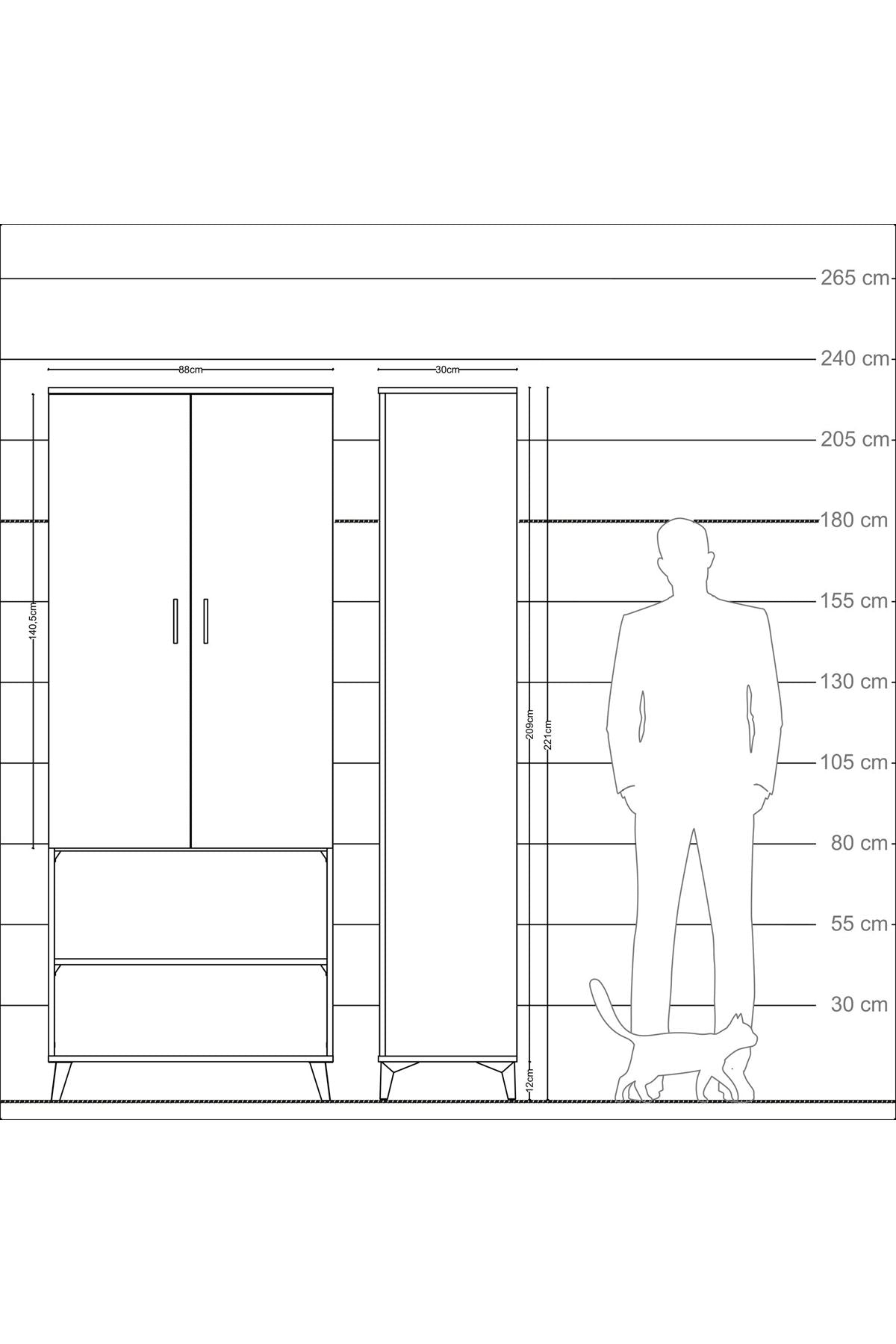 Arges Dolap 4 Raflı 2 Kapaklı 88x30x221 - S30M074V7A