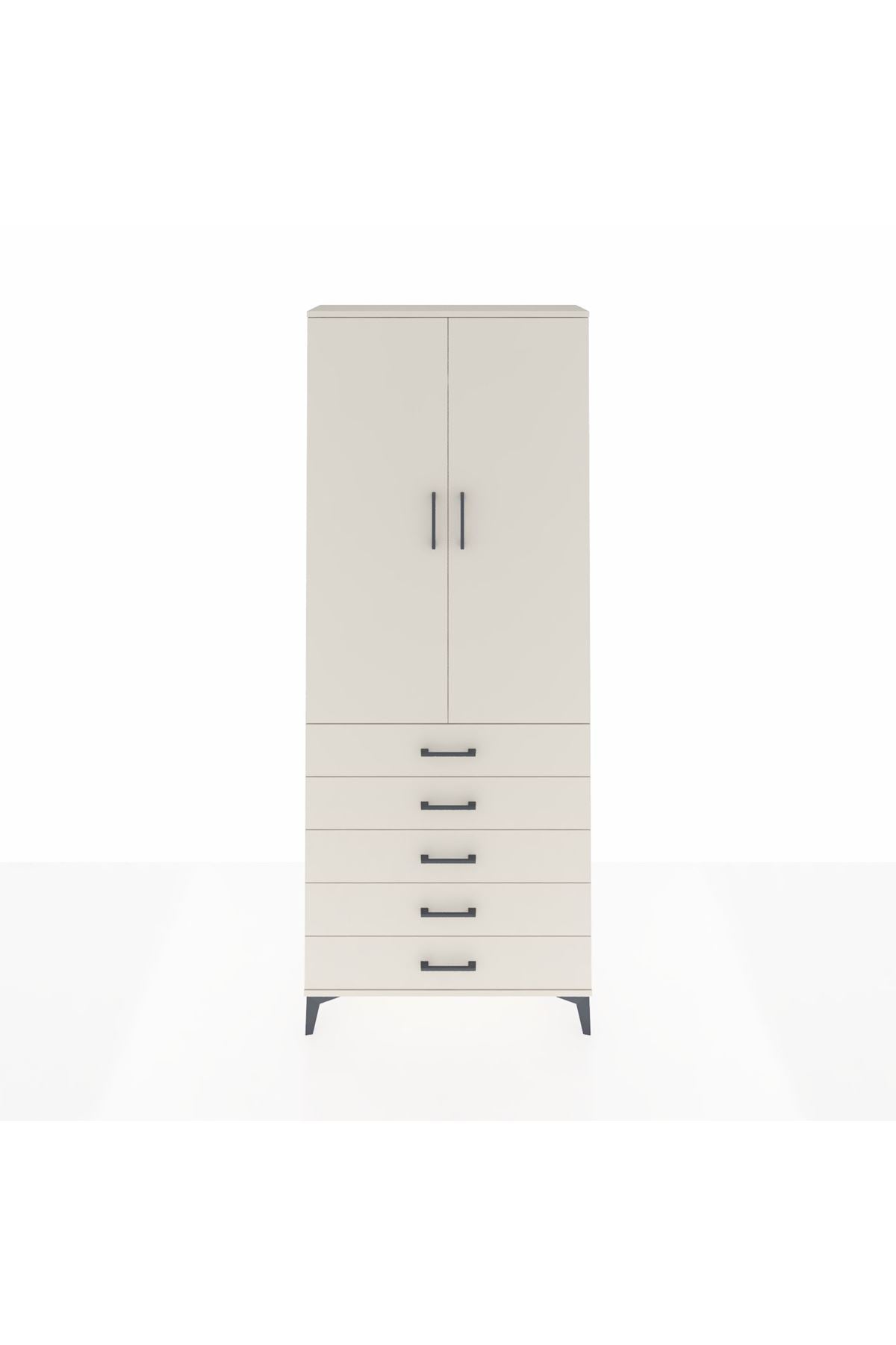 Arges Dolap 2 Raflı 5 Çekmeceli Tek Askılı 88x30x221 - S30M076V1A