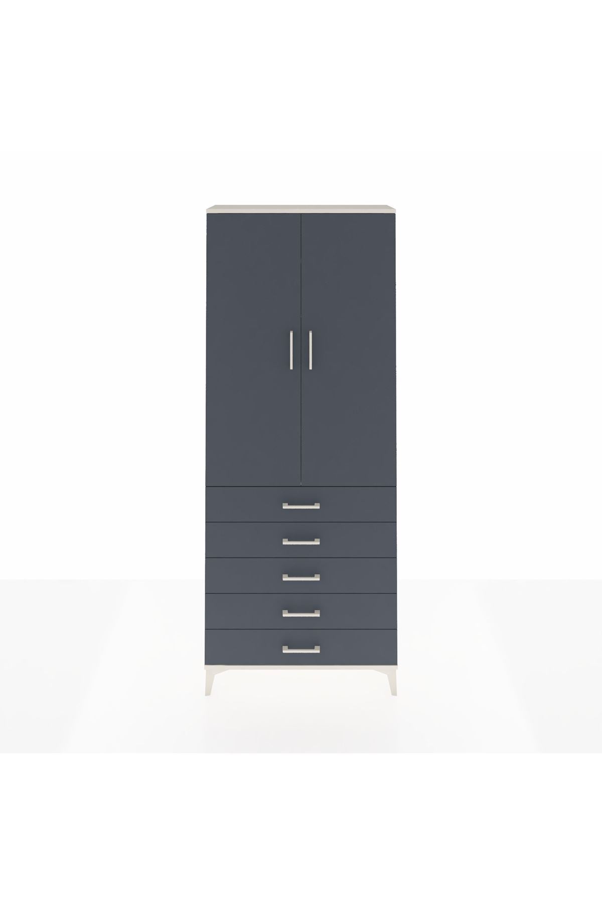 Arges Dolap 2 Raflı 5 Çekmeceli Tek Askılı 88x30x221 - S30M076V2A