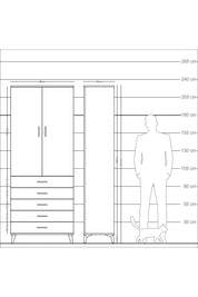 Arges Dolap 2 Raflı 5 Çekmeceli Tek Askılı 88x30x221 - S30M076V2A