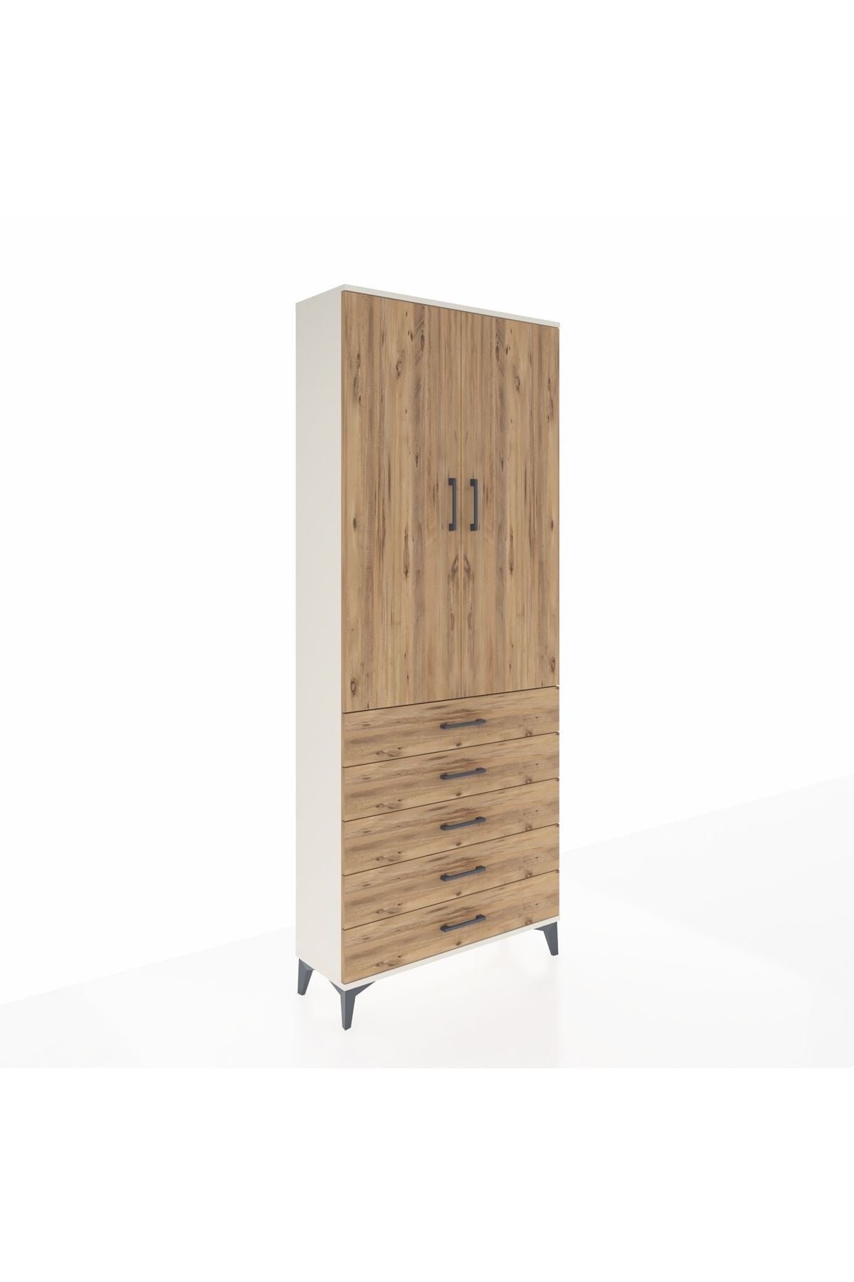 Arges Dolap 2 Raflı 5 Çekmeceli Tek Askılı 88x30x221 - S30M076V3A