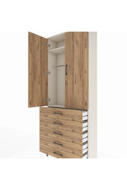 Arges Dolap 2 Raflı 5 Çekmeceli Tek Askılı 88x30x221 - S30M076V3A