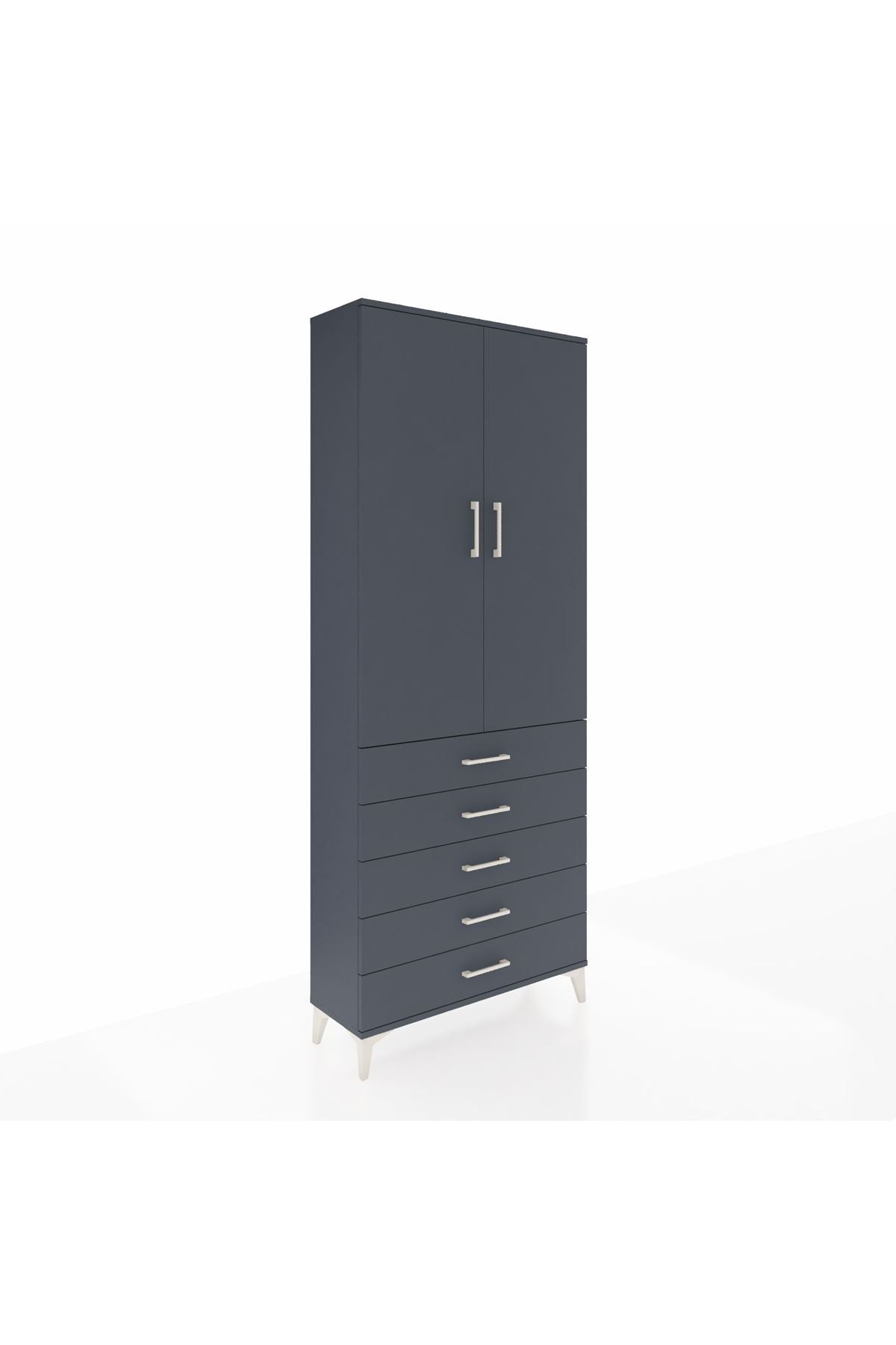 Arges Dolap 2 Raflı 5 Çekmeceli Tek Askılı 88x30x221 - S30M076V5A