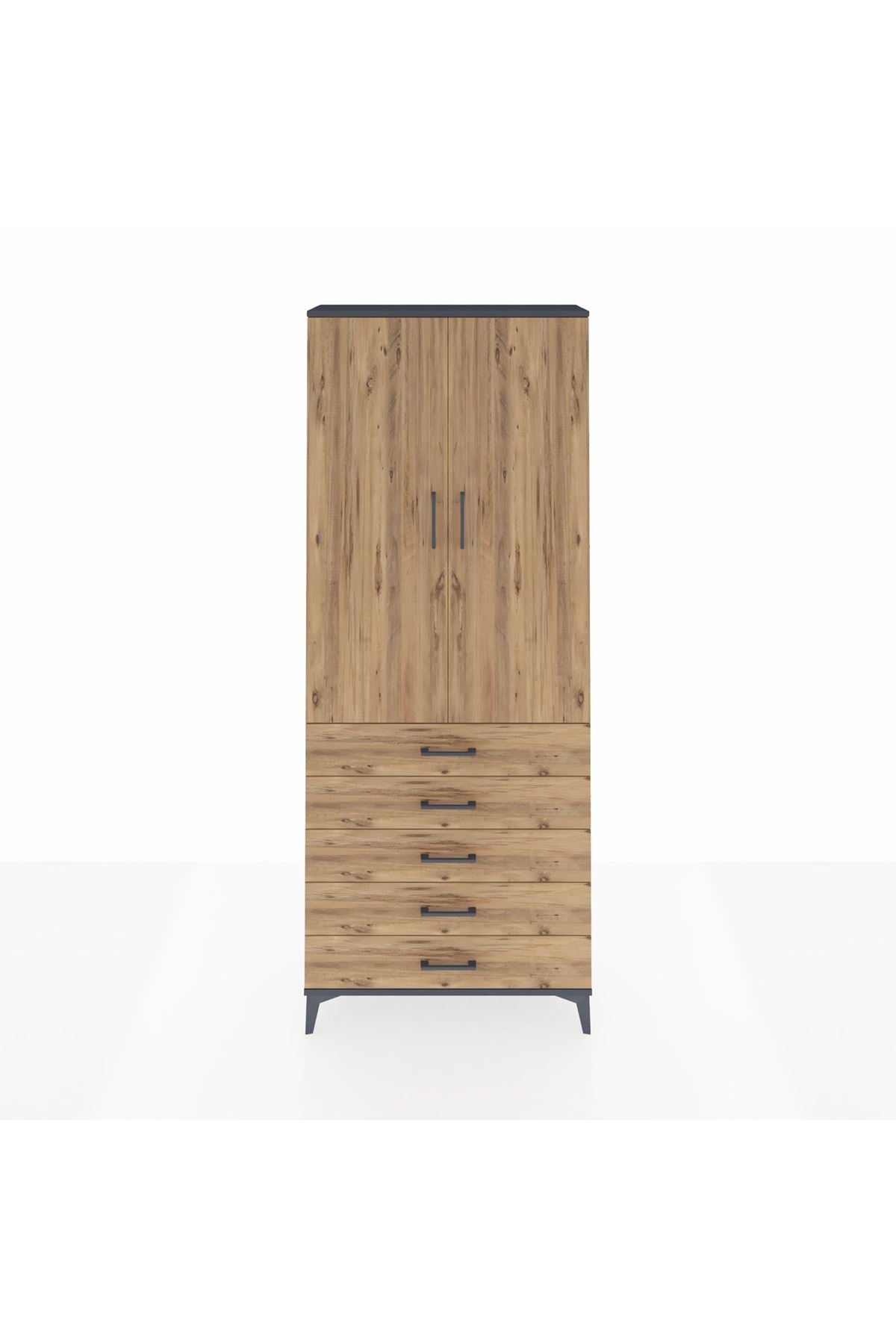 Arges Dolap 2 Raflı 5 Çekmeceli Tek Askılı 88x30x221 - S30M076V6A
