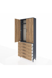 Arges Dolap 2 Raflı 5 Çekmeceli Tek Askılı 88x30x221 - S30M076V6A
