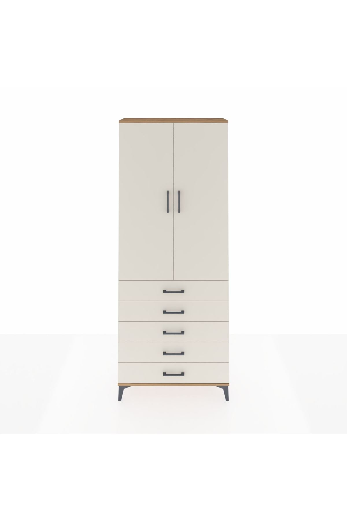 Arges Dolap 2 Raflı 5 Çekmeceli Tek Askılı 88x30x221 - S30M076V7A