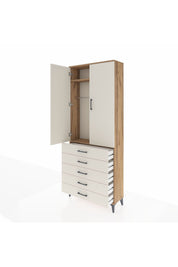 Arges Dolap 2 Raflı 5 Çekmeceli Tek Askılı 88x30x221 - S30M076V7A