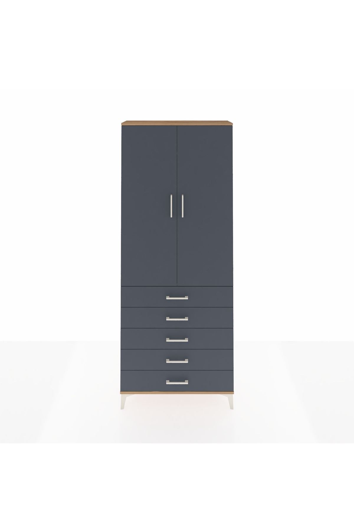 Arges Dolap 2 Raflı 5 Çekmeceli Tek Askılı 88x30x221 - S30M076V8A