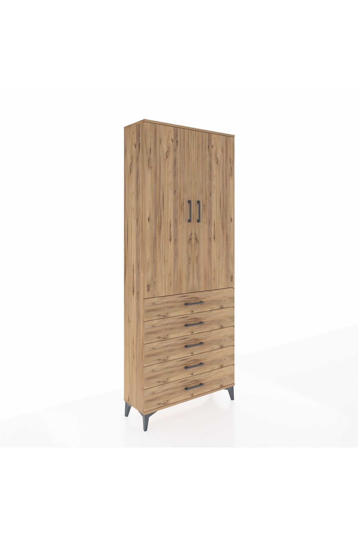 Arges Dolap 2 Raflı 5 Çekmeceli Tek Askılı 88x30x221 - S30M076V9A
