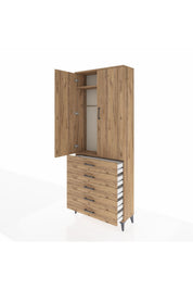 Arges Dolap 2 Raflı 5 Çekmeceli Tek Askılı 88x30x221 - S30M076V9A
