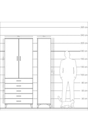Arges Dolap 3 Raflı 5 Çekmeceli 2 Kapaklı 88x30x221 - S30M077V2A
