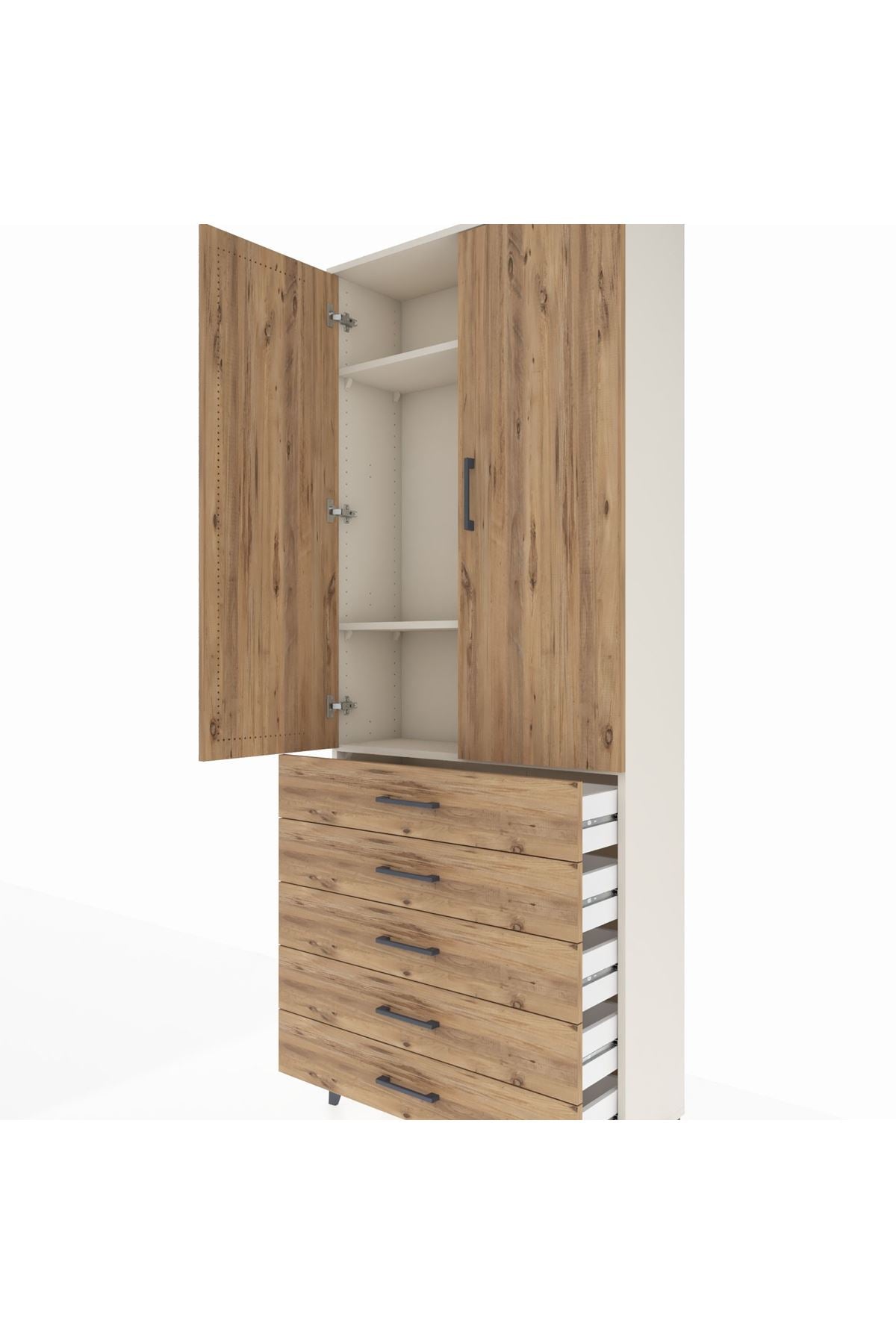 Arges Dolap 3 Raflı 5 Çekmeceli 2 Kapaklı 88x30x221 - S30M077V3A