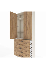 Arges Dolap 3 Raflı 5 Çekmeceli 2 Kapaklı 88x30x221 - S30M077V3A