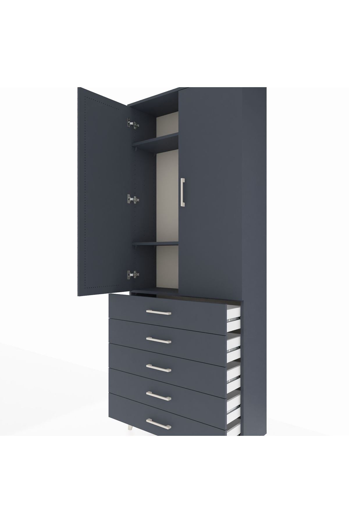 Arges Dolap 3 Raflı 5 Çekmeceli 2 Kapaklı 88x30x221 - S30M077V5A