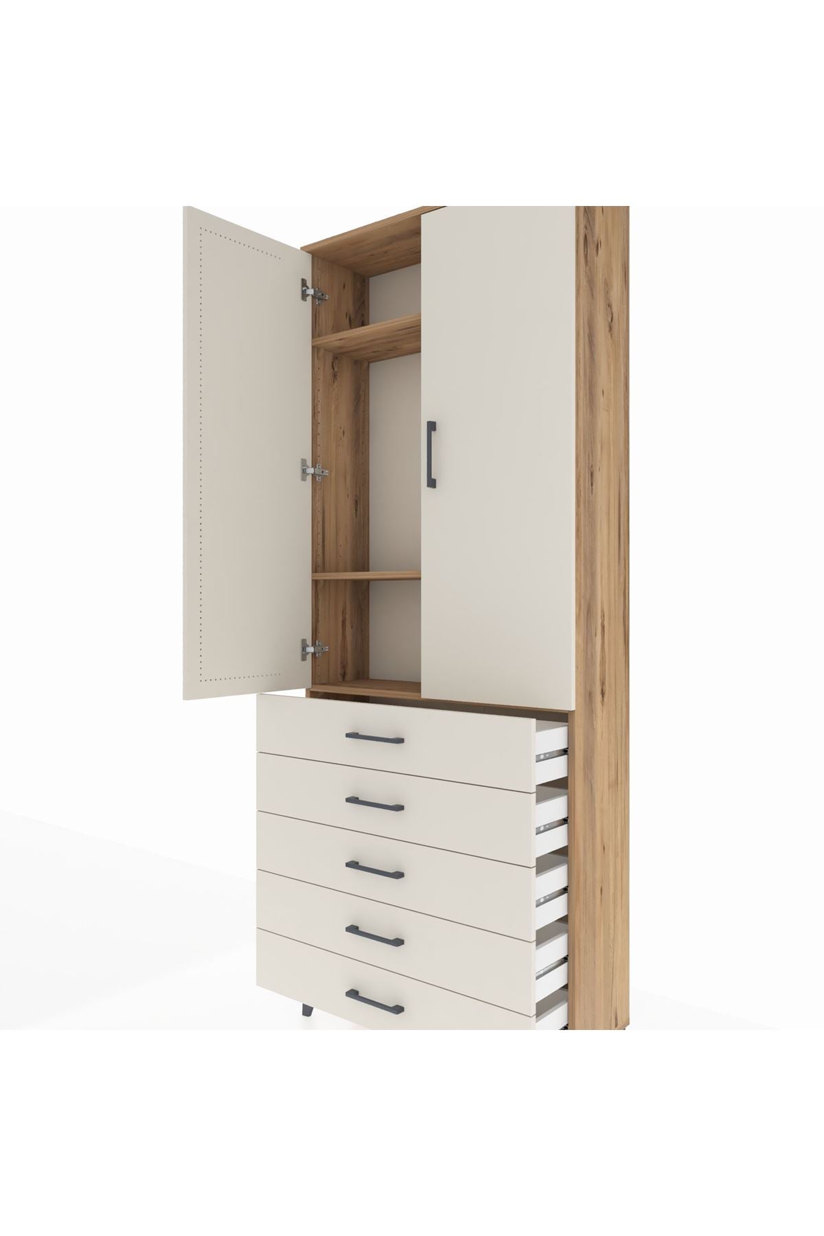 Arges Dolap 3 Raflı 5 Çekmeceli 2 Kapaklı 88x30x221 - S30M077V7A