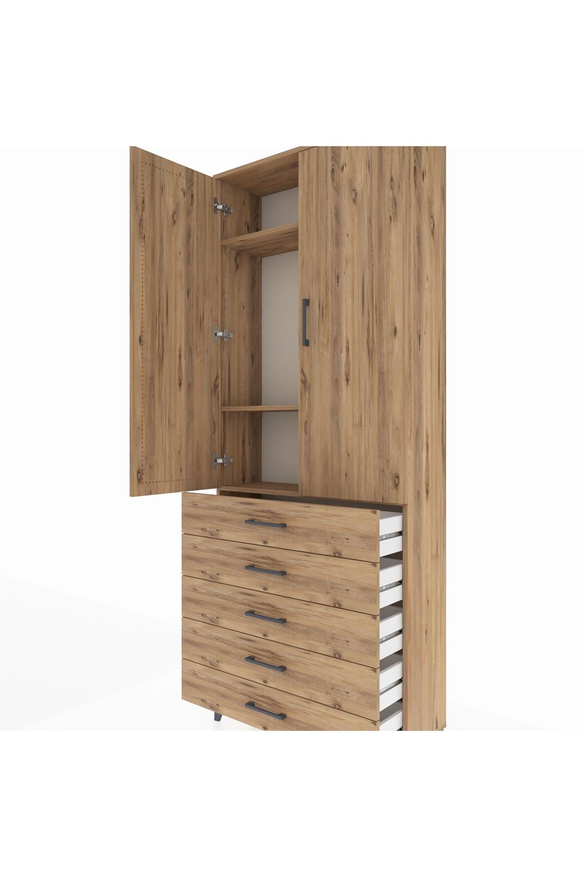 Arges Dolap 3 Raflı 5 Çekmeceli 2 Kapaklı 88x30x221 - S30M077V9A