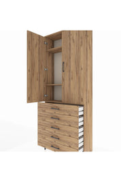 Arges Dolap 3 Raflı 5 Çekmeceli 2 Kapaklı 88x30x221 - S30M077V9A
