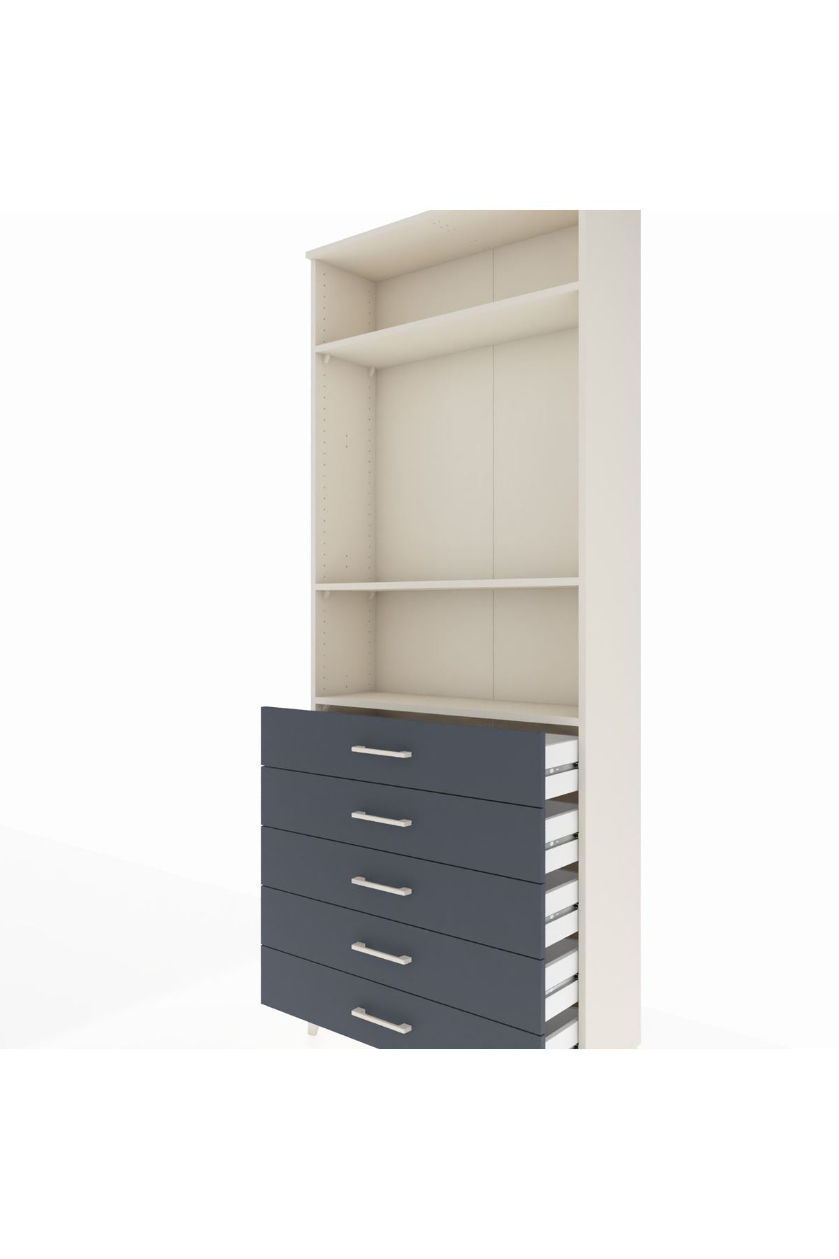 Arges Dolap 3 Raflı 5 Çekmeceli 88x30x221 - S30M078V2A