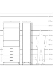 Arges Dolap 3 Raflı 5 Çekmeceli 88x30x221 - S30M078V3A