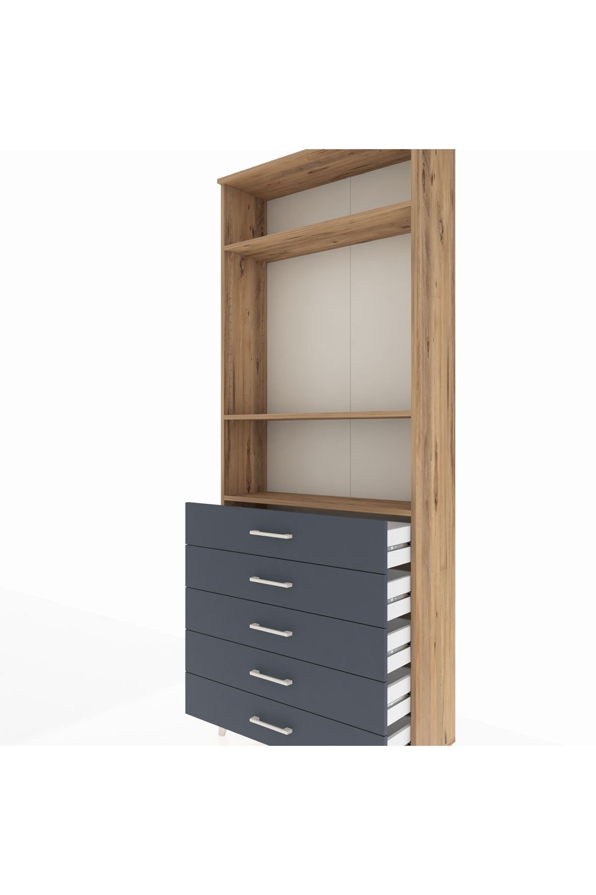 Arges Dolap 3 Raflı 5 Çekmeceli 88x30x221 - S30M078V8A