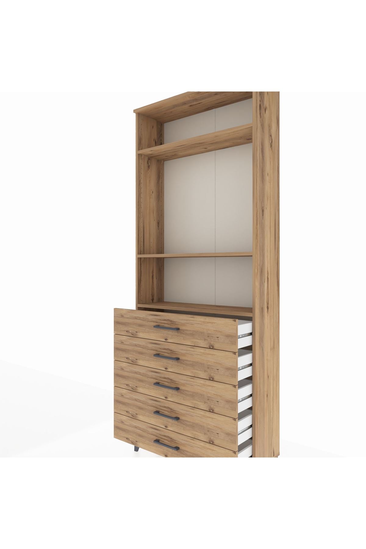 Arges Dolap 3 Raflı 5 Çekmeceli 88x30x221 - S30M078V9A