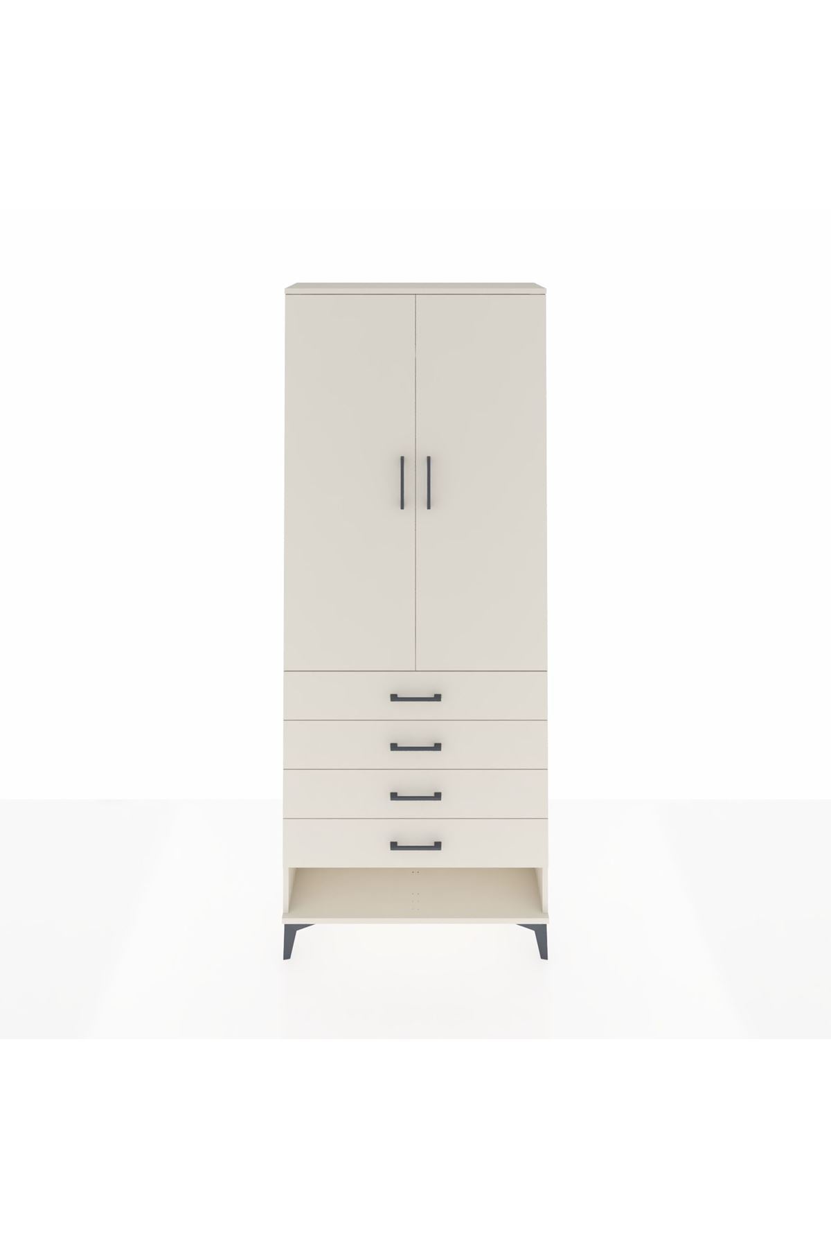 Arges Dolap 2 Raflı 4 Çekmeceli Tek Askılı 88x30x221 - S30M079V1A