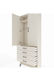 Arges Dolap 2 Raflı 4 Çekmeceli Tek Askılı 88x30x221 - S30M079V1A