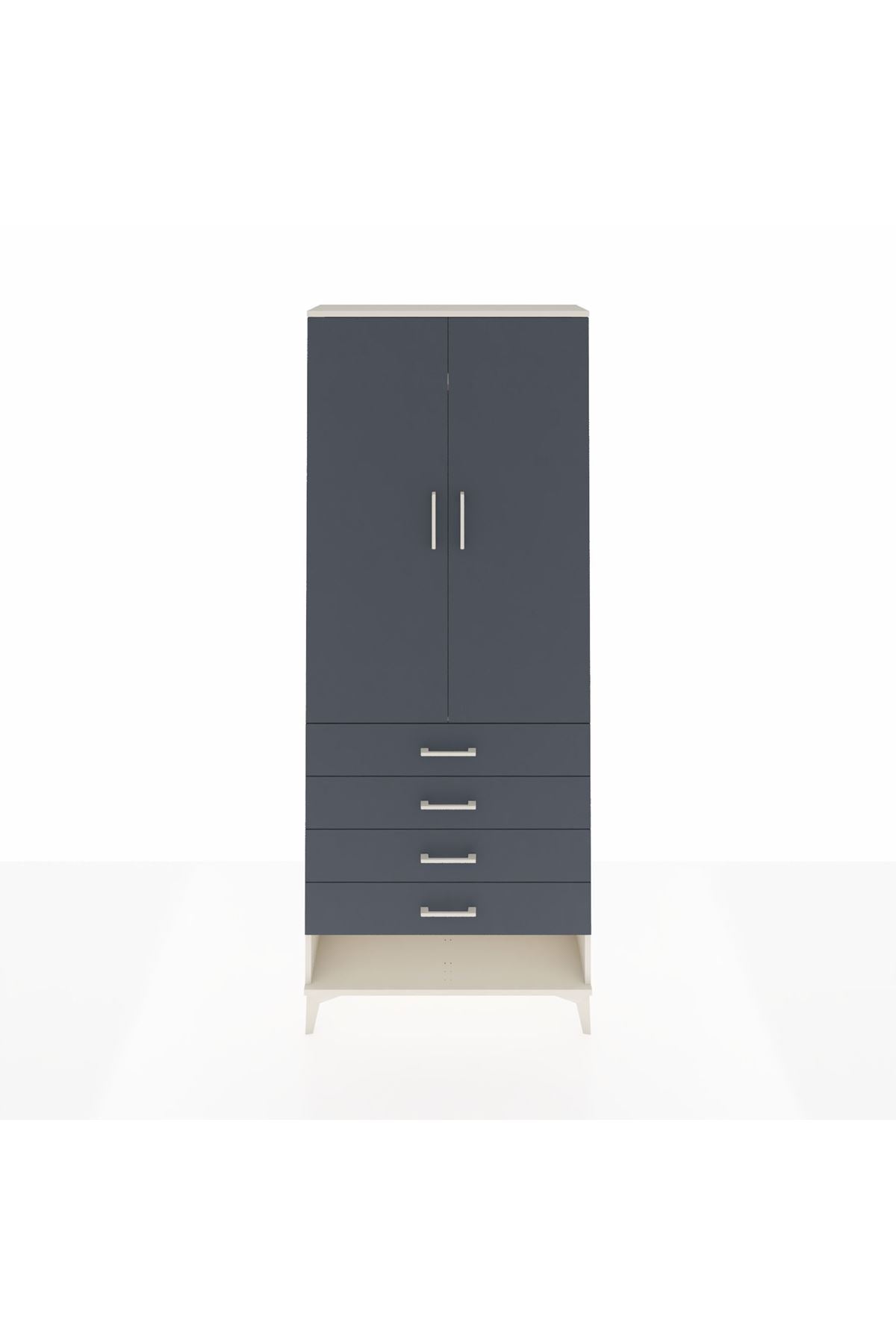 Arges Dolap 2 Raflı 4 Çekmeceli Tek Askılı 88x30x221 - S30M079V2A