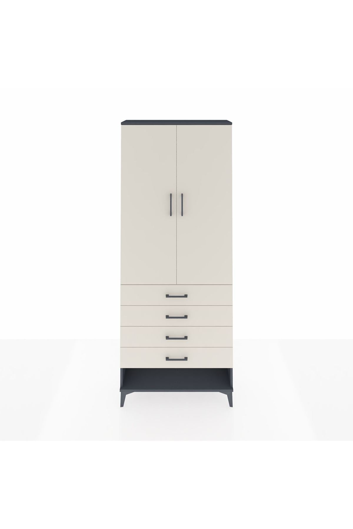 Arges Dolap 2 Raflı 4 Çekmeceli Tek Askılı 88x30x221 - S30M079V4A