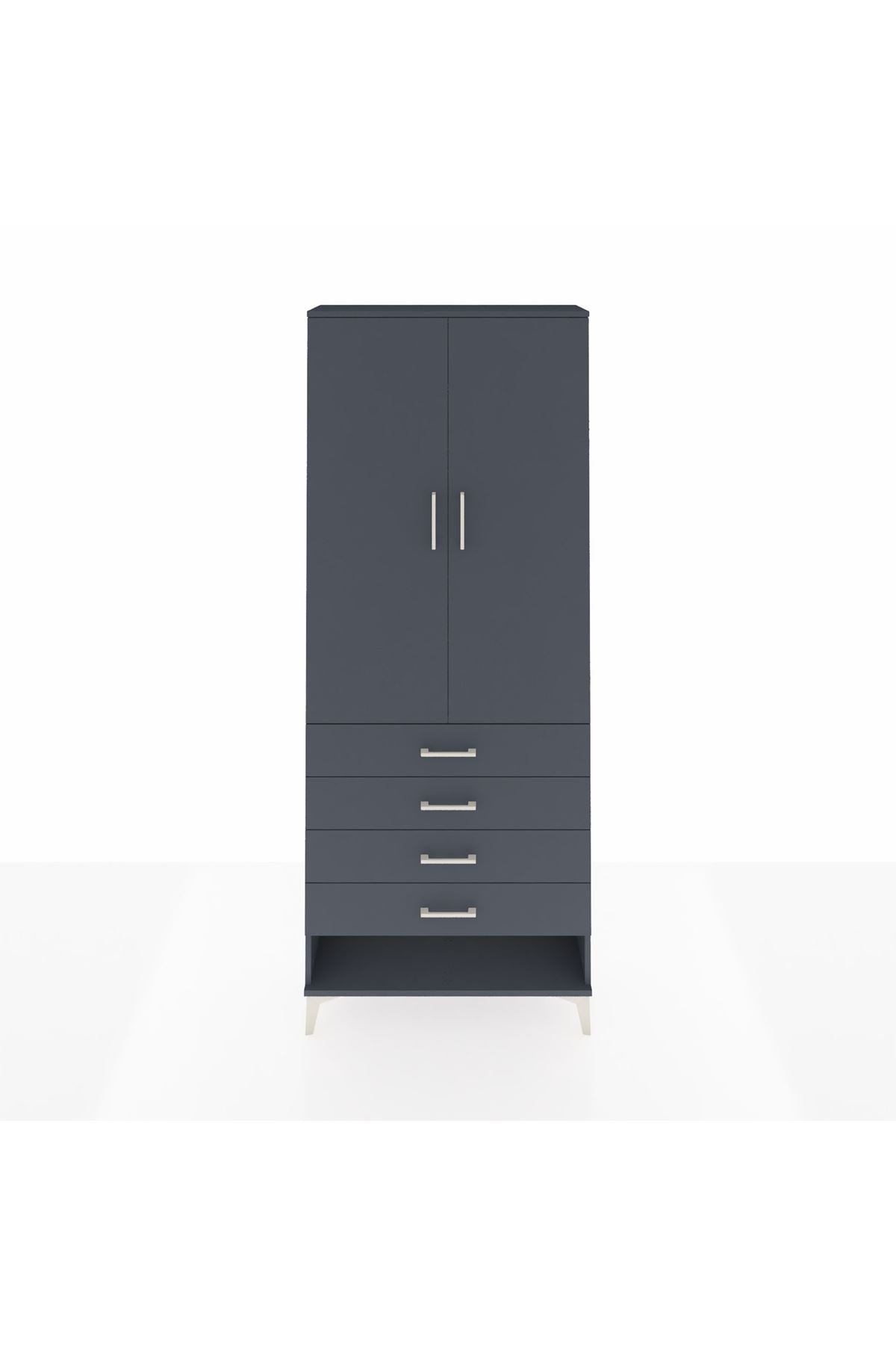 Arges Dolap 2 Raflı 4 Çekmeceli Tek Askılı 88x30x221 - S30M079V5A