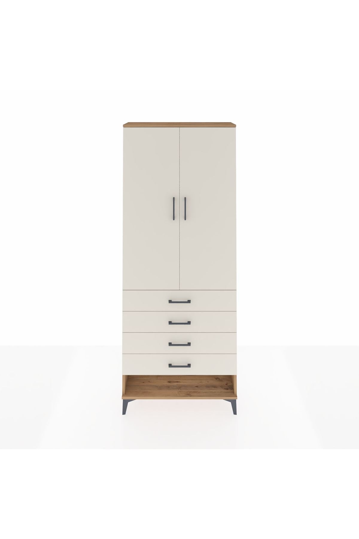 Arges Dolap 2 Raflı 4 Çekmeceli Tek Askılı 88x30x221 - S30M079V7A