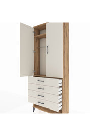 Arges Dolap 2 Raflı 4 Çekmeceli Tek Askılı 88x30x221 - S30M079V7A