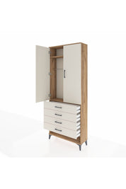 Arges Dolap 2 Raflı 4 Çekmeceli Tek Askılı 88x30x221 - S30M079V7A