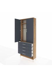 Arges Dolap 2 Raflı 4 Çekmeceli Tek Askılı 88x30x221 - S30M079V8A