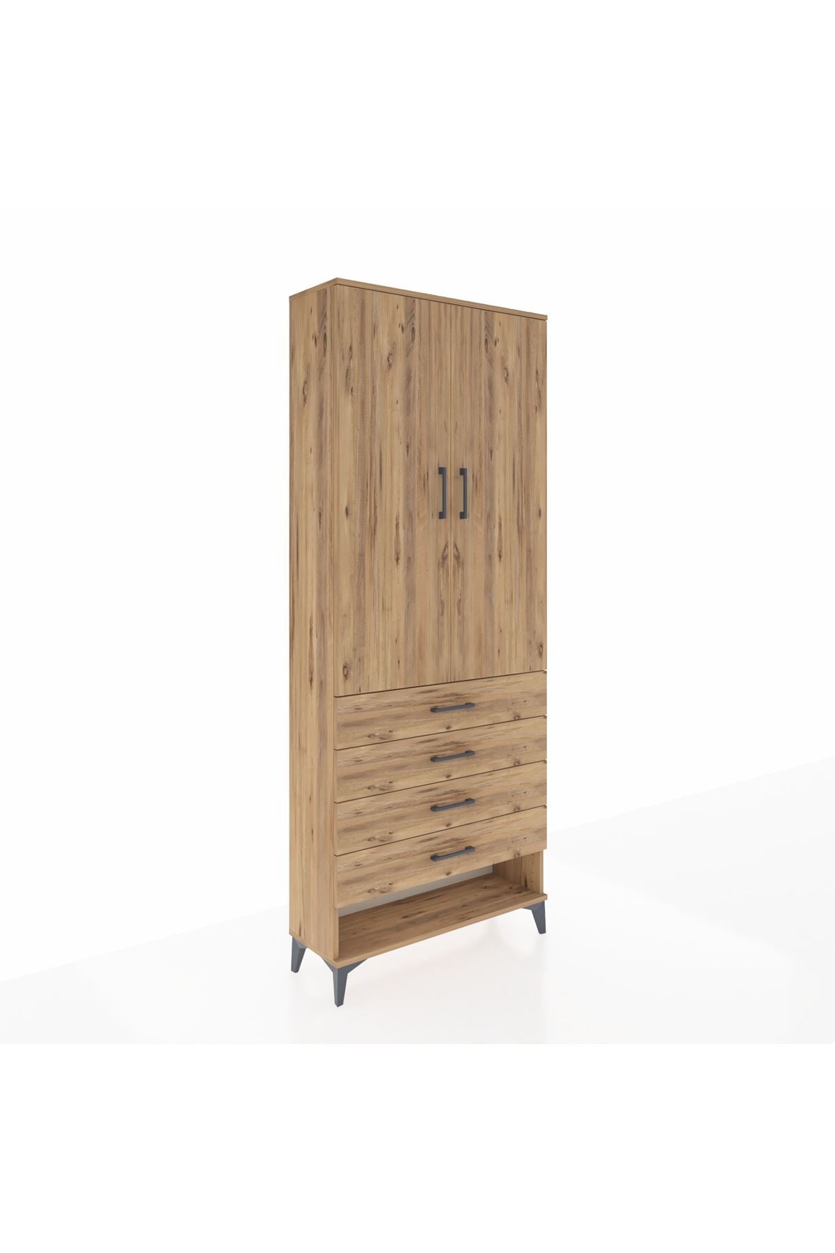 Arges Dolap 2 Raflı 4 Çekmeceli Tek Askılı 88x30x221 - S30M079V9A