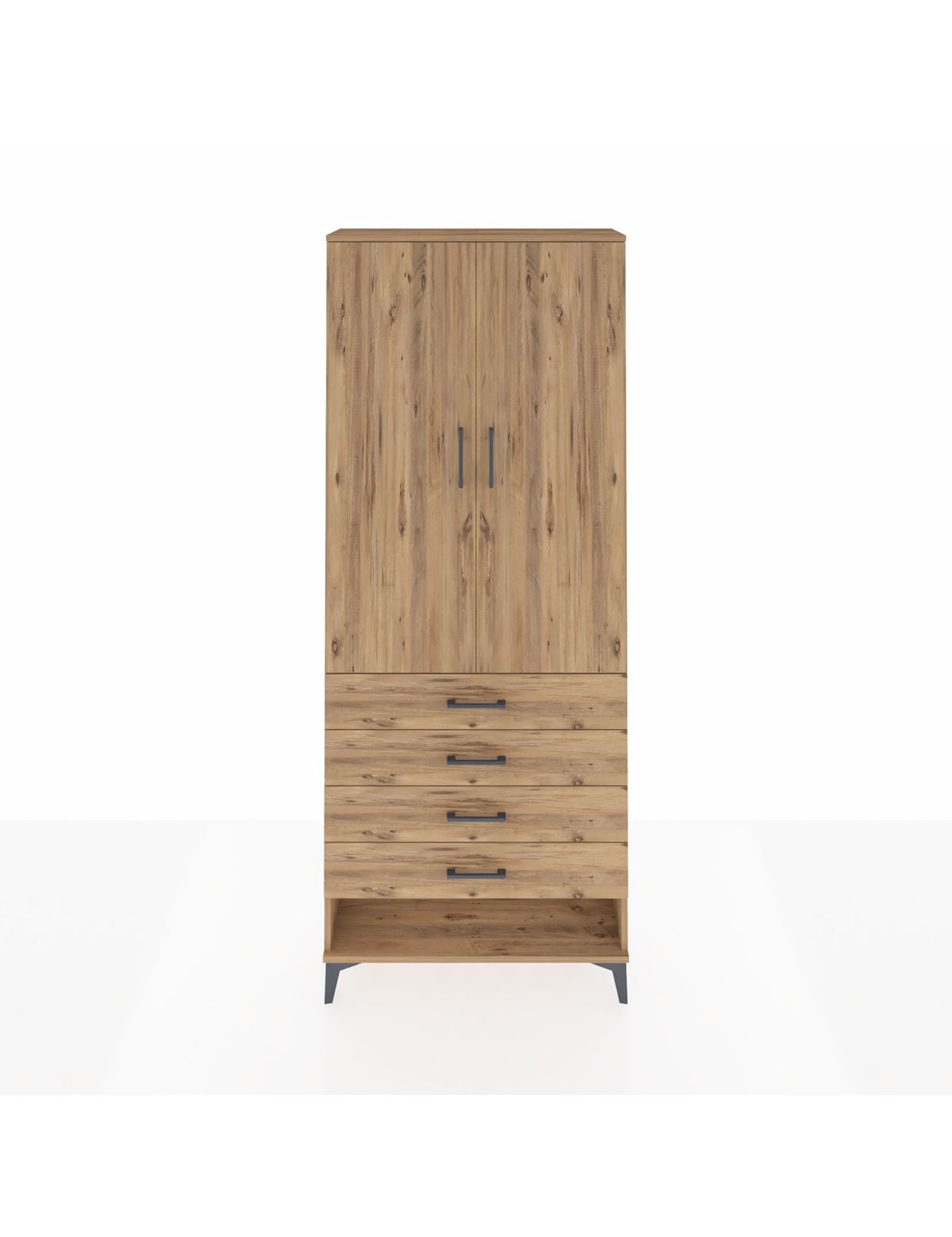Arges Dolap 2 Raflı 4 Çekmeceli Tek Askılı 88x30x221 - S30M079V9A