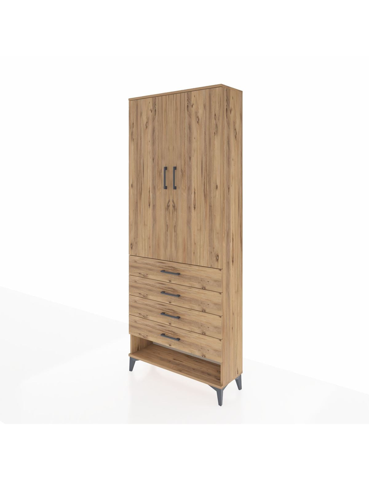 Arges Dolap 2 Raflı 4 Çekmeceli Tek Askılı 88x30x221 - S30M079V9A