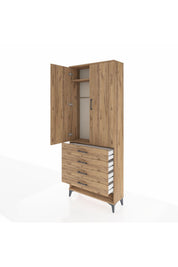 Arges Dolap 2 Raflı 4 Çekmeceli Tek Askılı 88x30x221 - S30M079V9A