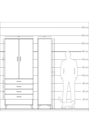 Arges Dolap 2 Raflı 4 Çekmeceli Tek Askılı 88x30x221 - S30M079V9A