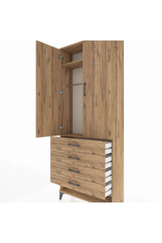Arges Dolap 2 Raflı 4 Çekmeceli Tek Askılı 88x30x221 - S30M079V9A