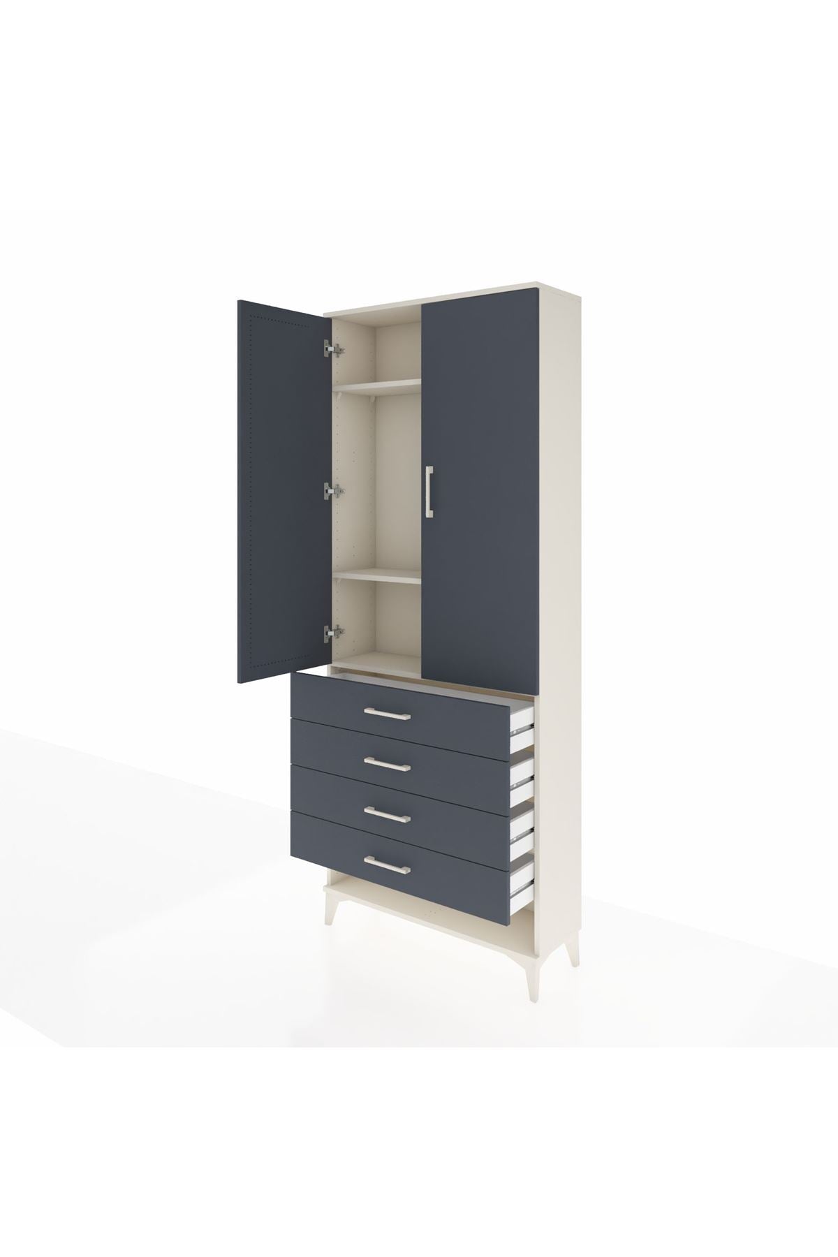 Arges Dolap 3 Raflı 4 Çekmeceli 2 Kapaklı 88x30x221 - S30M080V2A