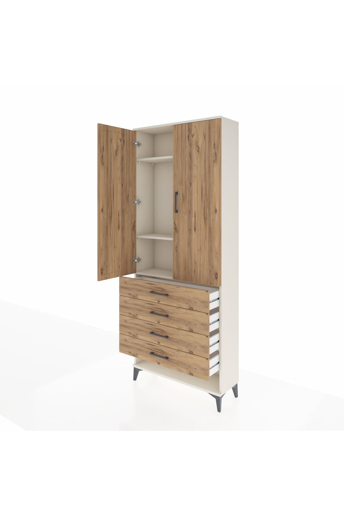 Arges Dolap 3 Raflı 4 Çekmeceli 2 Kapaklı 88x30x221 - S30M080V3A