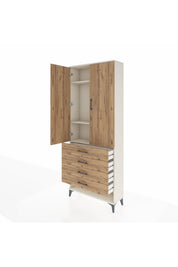 Arges Dolap 3 Raflı 4 Çekmeceli 2 Kapaklı 88x30x221 - S30M080V3A