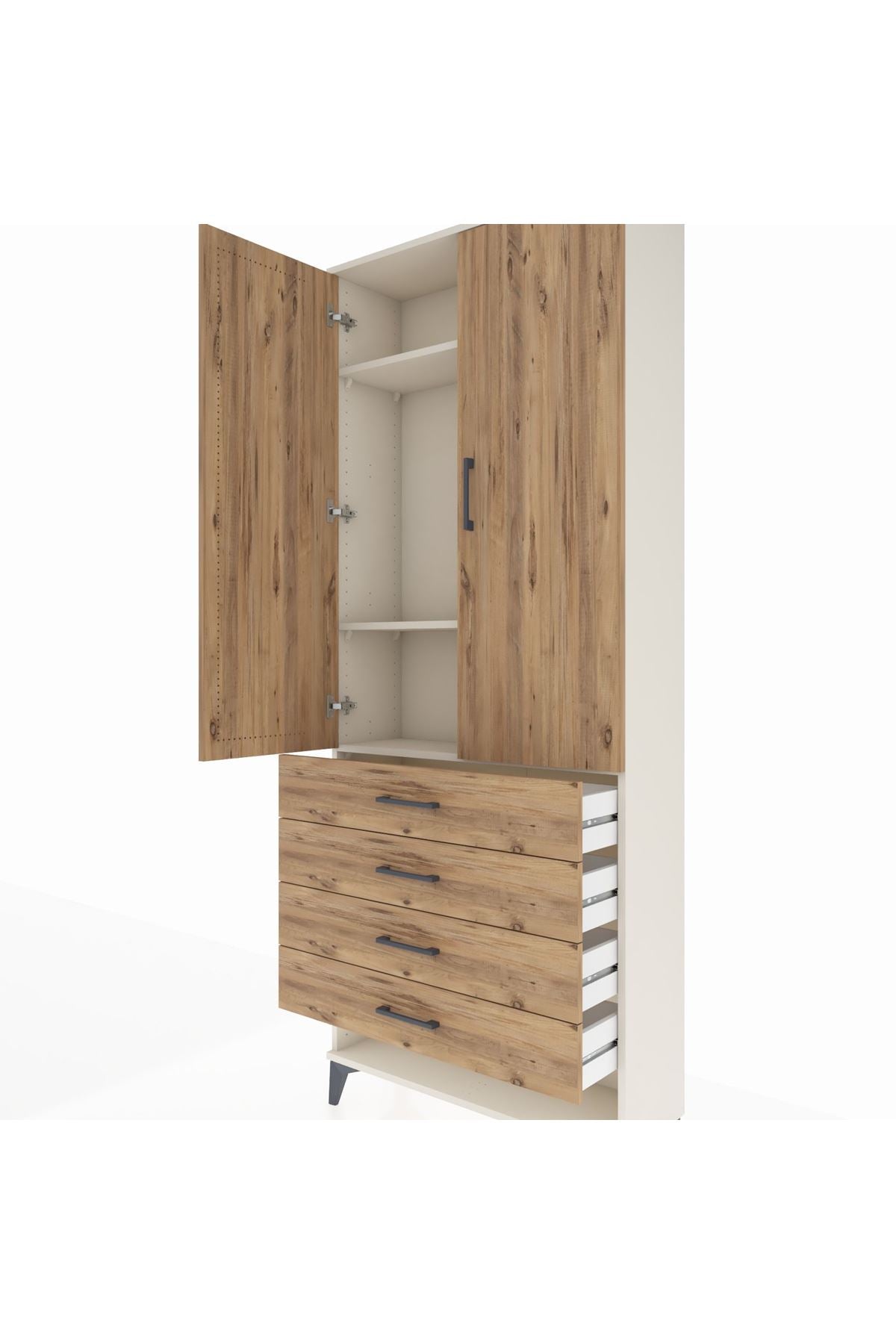 Arges Dolap 3 Raflı 4 Çekmeceli 2 Kapaklı 88x30x221 - S30M080V3A