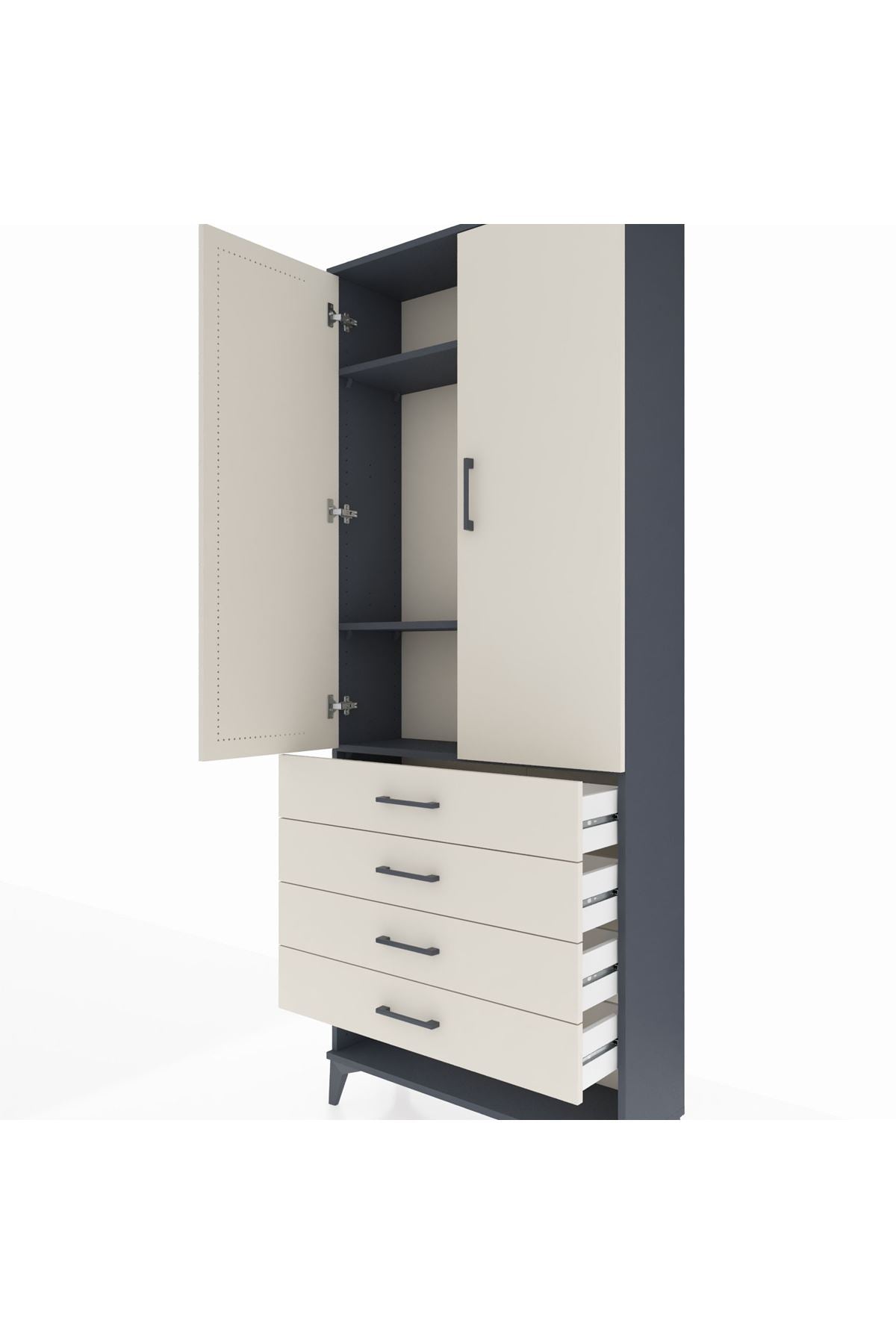 Arges Dolap 3 Raflı 4 Çekmeceli 2 Kapaklı 88x30x221 - S30M080V4A