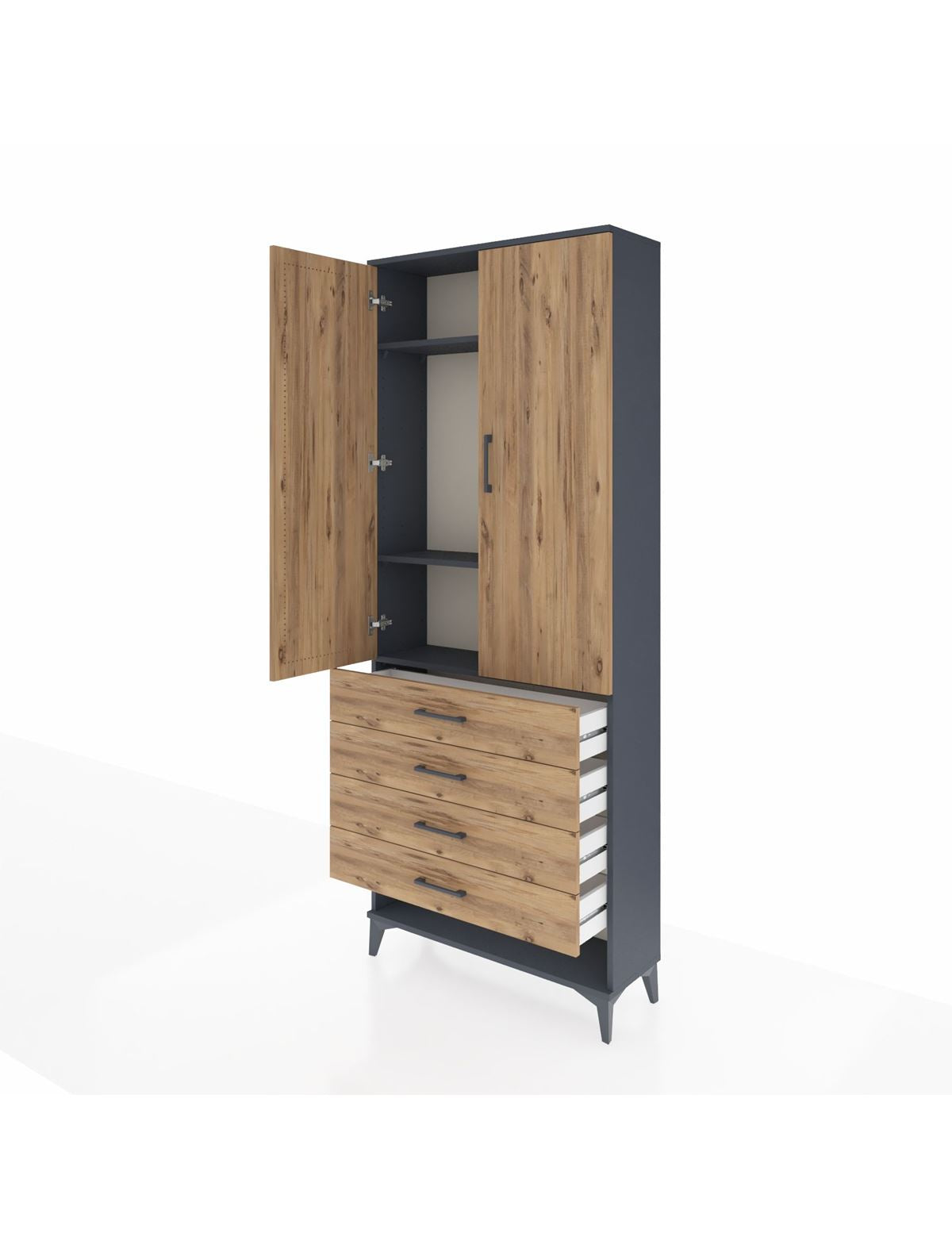 Arges Dolap 3 Raflı 4 Çekmeceli 2 Kapaklı 88x30x221 - S30M080V6A
