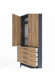 Arges Dolap 3 Raflı 4 Çekmeceli 2 Kapaklı 88x30x221 - S30M080V6A