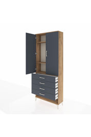 Arges Dolap 3 Raflı 4 Çekmeceli 2 Kapaklı 88x30x221 - S30M080V8A