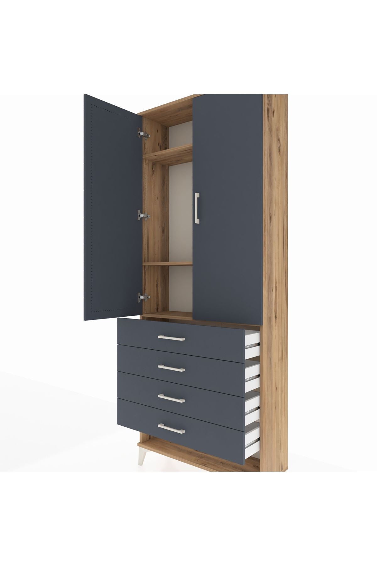 Arges Dolap 3 Raflı 4 Çekmeceli 2 Kapaklı 88x30x221 - S30M080V8A