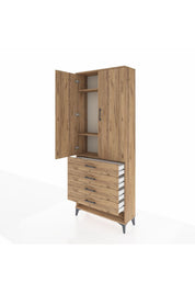 Arges Dolap 3 Raflı 4 Çekmeceli 2 Kapaklı 88x30x221 - S30M080V9A